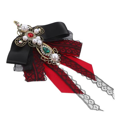 PACKOVE Barock Stil Große Schleifenbrosche Spitze Roter Ansteckpin Kleidungsbrosche für Jacken und Mäntel Sicherer Verschluss für Partys und Festliche Anlässe von PACKOVE