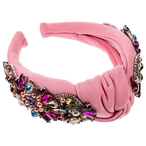 PACKOVE Barock Stil Haarband für Damen Breites Rutschfestes Make Up Stirnband mit Glassteinen und Perlen für Spa und Besondere Anlässe Farbton von PACKOVE