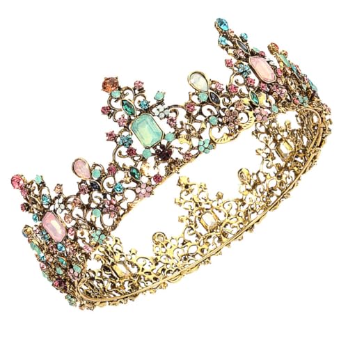 PACKOVE Barocke Runde Krone Vintage Königin Tiara Strass Haarband Für Frauen Kopfschmuck Hochzeit Geburtstag Kostümparty von PACKOVE
