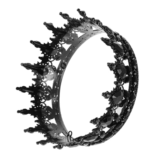 PACKOVE Barockkrone für Damen Vintage Tiara Schwarze Hochzeitskrone Leichtes Strass Haarschmuck für Partys und Abschlussbälle von PACKOVE