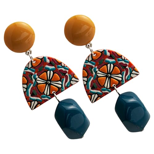 PACKOVE Barockstil Ohrringe Damen Unregelmäßige Geometrische Ohrhänger Farbkontrast Blau Gelb Schmuckaccessoires für Frauen Geschenkidee von PACKOVE