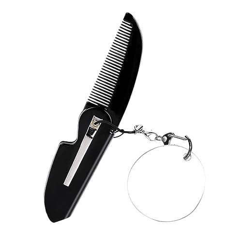 PACKOVE Faltbarer Klappkamm für Männer Tragbarer Taschenkamm mit Schlüsselanhänger und Spiegel Kompakt für Reisen für Bartpflege und Styling von PACKOVE