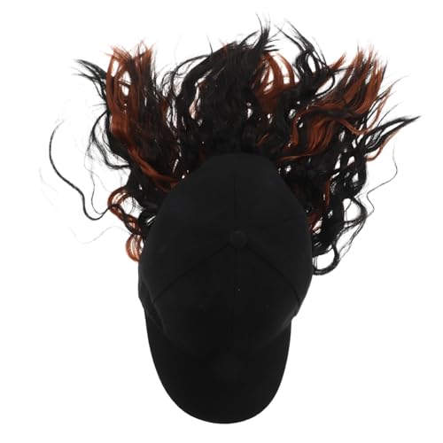 PACKOVE Baseballcap mit Haarverlängerung für Damen Verstellbare Mütze mit Synthetischer Kurzer Lockiger Bob-perücke Natürlich Wirkende Haarmütze für Schnelle Stilwechsel bei Alltag und von PACKOVE