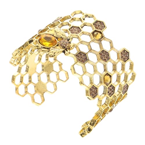 PACKOVE Bienen Armband Offener Armreif Damen Minimalistisches Bienenwaben Design Verstellbarer Schmuck für Geburtstag Weihnachten Valentinstag von PACKOVE