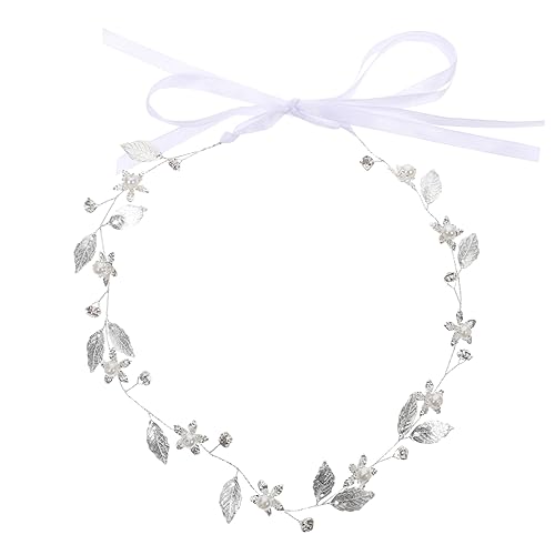PACKOVE Haarranke Mit Blättern Und Perlen Brautschmuck Für Hochzeit Bälle Weihnachten Kopfschmuck Mit Band Für Frauen Und Bräute von PACKOVE