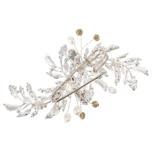 PACKOVE Blattbrosche mit Funkelndem Strass Anstecknadel für Damen Hochzeitsaccessoire für Kleider Pullover und Schals Silberne Brosche für Besondere Anlässe von PACKOVE