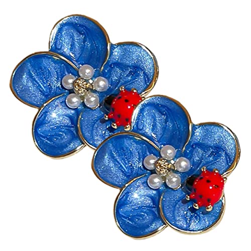 PACKOVE Blauer Blumen Ohrstecker für Damen Zarte Ohrstecker mit Sterling Silber Nadel Eleganter Schmuck für Frauen Geeignet für Party Hochzeit Alltag von PACKOVE