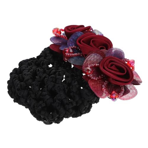 PACKOVE Blume Haarnadel Brötchen Netz Für Haarzubehör Haarschmuck Mit Blumen Brötchenhalter Brötchen Haarnetz Haarknotennetz Kopfbedeckung Ballett Blumen- Haarspangen Frauen Stoff von PACKOVE