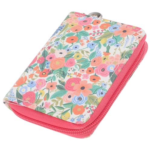 PACKOVE Blumenmuster Münzgeldbörse Kleine PU Brieftasche Damen Portemonnaie mit Reißverschluss Kartenhalter Kompakt und Langlebig für Alltag Reise Shopping von PACKOVE