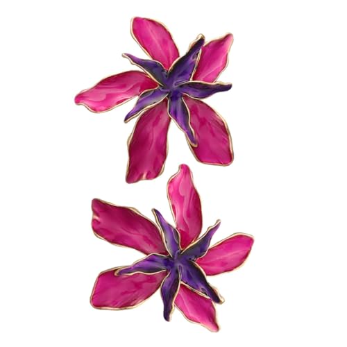 PACKOVE Blumenohrstecker Damen Emaille Ohrhänger Doppellagig Zweifarbig Leicht Elegant Blumen Schmuck für Frauen Alltag und Fest von PACKOVE