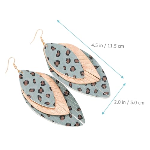 PACKOVE Boho Damen Ohrringe Leopard Print Mehrlagig Ohrhänger mit Blätterdesign Leichte Ohrschmuck für Alltag Party für Frauen von PACKOVE