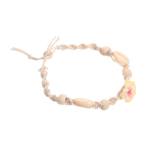 PACKOVE Boho Fußkette für Frauen Handgewebt mit Muscheln und Holzperlen Leichtes Sommer Strand Schmuck Armband Verstellbar Modisch und Langlebig Geeignet für Alltag Party Urlaub von PACKOVE