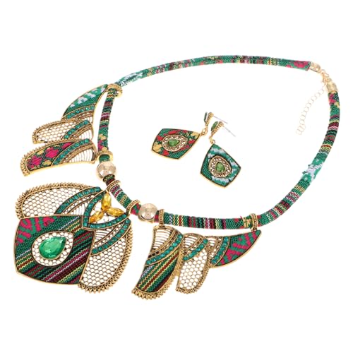 PACKOVE Boho Schmuckset Damen Halskette Ohrringe Ethnisch Leicht Elegant Geschenk Schmuck für Frauen von PACKOVE