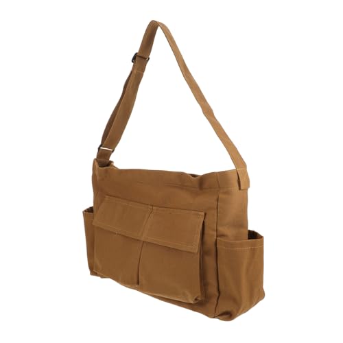 PACKOVE Braune Damen Messenger Bag Retro Canvas Schultertasche Large Capacity Verstellbar Crossbody Tote Vintage Handtasche für Freizeit Arbeit Alltag von PACKOVE