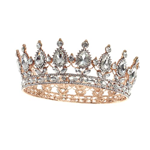 PACKOVE Braut- Krone Für Kinder Strass-tiara Verzierte Stirnbänder Für Damen Volle Runde Für Mädchen Haarschmuck Für Damen Braut Kristall Alte Krone Haarkrone Weiß Fräulein Prinzessin von PACKOVE