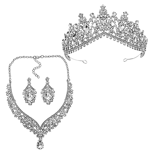 PACKOVE Brautschmuck Set Damen Schmuckset mit Funkelnden Strasssteinen Bestehend aus Krone Langen Ohrringen und Halskette Robust und Glänzend zum Valentinstag und Geburtstag PACKOVE Brautschmuck Set Damen Schmuckset mit Funkelnden Strasssteinen Bestehend aus Krone Langen Ohrringen und Halskette Robust und Glänzend zum Valentinstag und Geburtstag von PACKOVE