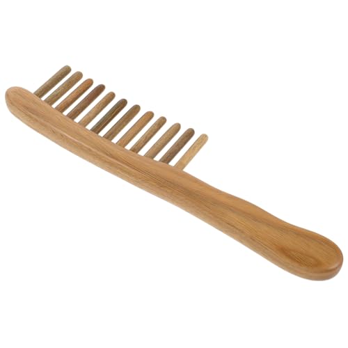 PACKOVE Breiter Holzkamm mit Zähnen für Männer und Frauen Ergonomischer Griff Anti-statisch Haarentwirrer und Massagetool für Lockiges Haar Strapazierfähiges Holz für Schonendes Styling von PACKOVE