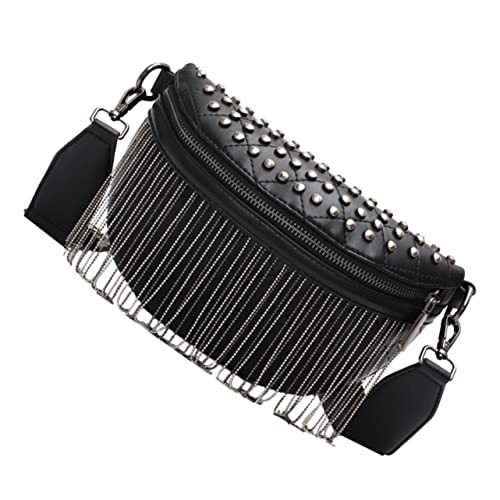 PACKOVE Women Rivets Studded Schultertasche Fanny Pack Mit Quaste Umhängetasche Für Damen Für Party Shopping Und Reisen Große Kapazität Für Karten Münzen Und Bargeld Leicht Und von PACKOVE