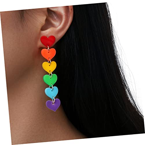 PACKOVE Bunte Herz Ohrringe für Damen mit Tropfenform und Quasten Dangle Earrings Interlockendes Design Vielseitig Tragbar für Alltag Party Geschenkideen Wie Muttertag und Weihnachten von PACKOVE