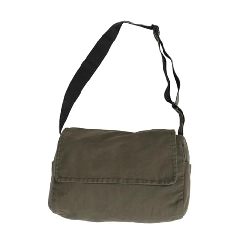 PACKOVE Canvas Umhängetasche Large Crossbody Bag für Damen und Herren Robuste Canvas Schultertasche mit Verstellbarem Gurt Große Kapazität Vielseitig für Schule Arbeit und Reisen Grün von PACKOVE