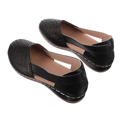PACKOVE Casual Wedges Sandalen Damen Low Heel Atmungsaktiv Hollow Out Geschlossene Zehen Sommer Outdoor Freizeit Schuhe Schwarz von PACKOVE
