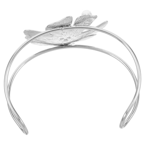 PACKOVE Chunky Flower Open Cuff Bangle Metallarmband Damen Verstellbar Doppellagiger Vintage Blumen Manschettenarmband Schmuck für Alltag und Party von PACKOVE