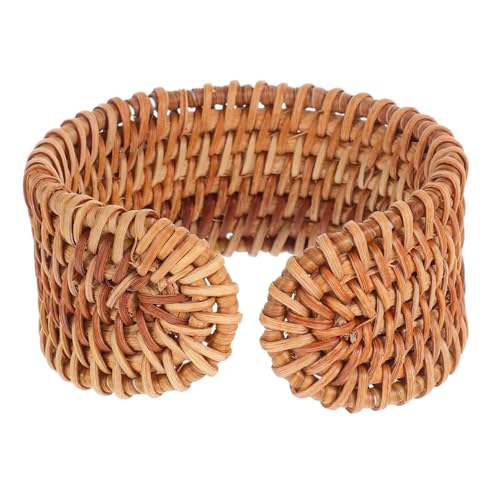 PACKOVE Rattan Handgefertigtes Armreif Armband Für Damen Leichtes Strohwicker Geflochtenes Cuff Bangle Bohemian Chunky Schmuck Für Alltag Und Besondere Anlässe von PACKOVE