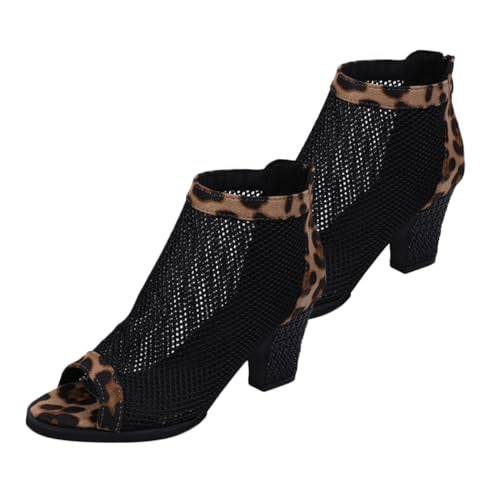 PACKOVE Chunky Heel Sandalen Damen Hochabsatz Sommer Schuhe mit Fischmaul Design Leopard Komfortabel und Stilvoll für Alltag und Party von PACKOVE