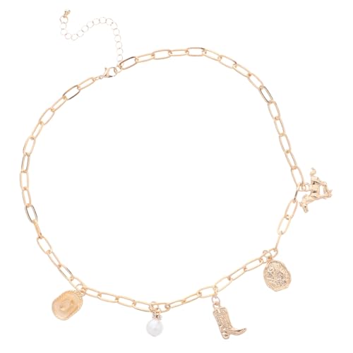 PACKOVE Cowgirl Boot Halskette mit Unregelmäßigen Perlen Western Schmuck mit Legierungs stiefel anhänger Boho Country Accessoire für Frauen Passend zu Western und Festival Outfits von PACKOVE