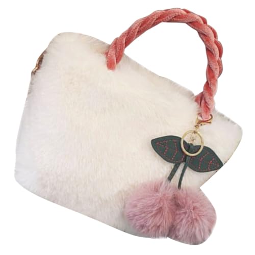 PACKOVE Crossbody Tasche Damen Fluffy Handtasche Mit Kirschen-detail Vielseitig Tragbar Als Schultertasche Oder Umhängetasche Für Alltag Und Besondere Anlässe Geräumig Für Handy Und von PACKOVE