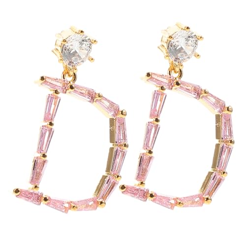 PACKOVE D form Buchstaben Ohrringe Damen Kupfer Zirkonia Ohrstecker Modisch Minimalistisch Party Schmuck Geschenk von PACKOVE