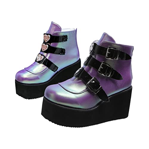 PACKOVE Damen Ankle Boots mit Chunky Absatz Runde Zehen PU Rutschfeste Gummisohle Kurze Stiefeletten für Jahreszeiten Retro Stil Komfortabel und von PACKOVE