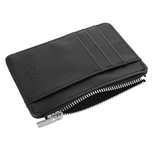 PACKOVE Damen Coin Purse Kleines Change Wallet mit Reißverschluss Modische PU Geldbörse mit Multi kartenfächern Leichtes Portemonnaie für Handtasche für Reisen und Alltag Schwarzes Design von PACKOVE