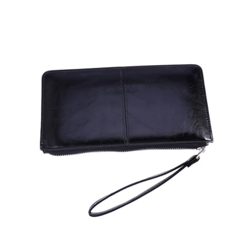 PACKOVE Damen Geldbörse aus Hochwertigem Material mit Reißverschluss und Schnalle Große Kapazität Clutch Handtasche für Handy und Karten Stilvoller Schwarzer Envelope Wallet Organizer von PACKOVE