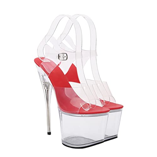 PACKOVE Damen High Heel Sandalen Transparent Sommer Slipper Outdoor Rote Sandale von PACKOVE