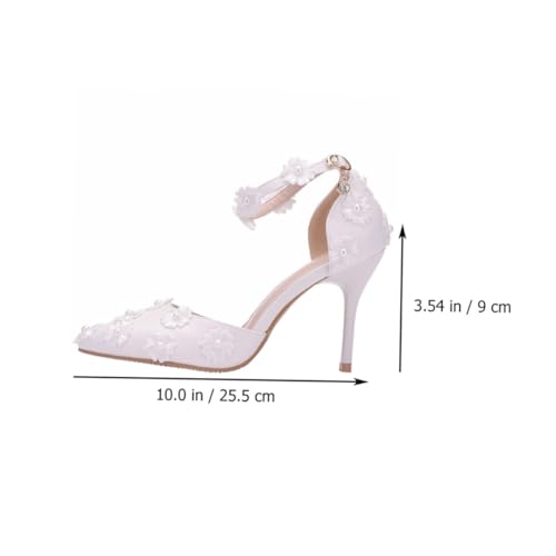 PACKOVE Damen High heel Sandalen Weiß Spitz Zulaufend Strapazierfähiges Material für Arbeit Party Hochzeit und Festliche Anlässe Bequeme Passung für Langes Tragen von PACKOVE