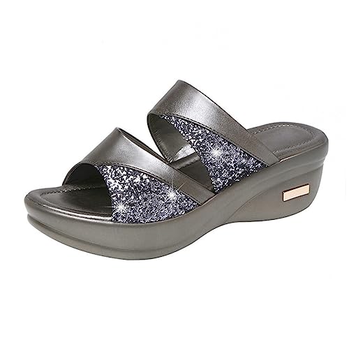 PACKOVE Damen Keilabsatz Slipper mit Dicker Sohle Sommer Casual Pantoletten Fischmaul Design und Stylish für Outdoor Strand Freizeit von PACKOVE