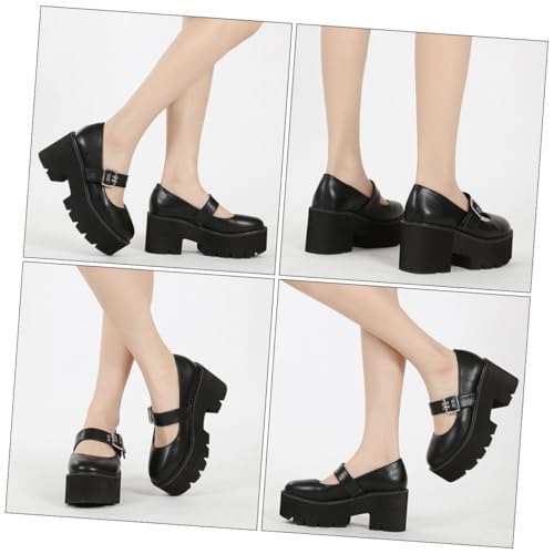 PACKOVE Damen Lederschuhe Flach rutschfest Shallow Mouth mit Metallverschluss Modisch Bequem Atmungsaktiv Schwarz von PACKOVE