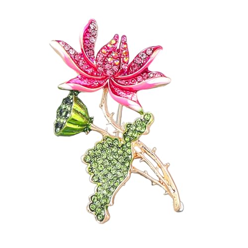 PACKOVE Damen Lotus Brosche Langlebiger Legierung Dekorative Anstecknadel mit Funkelndem Strass Sicherer Verschluss Vielseitig für Kleidung Taschen Hüte und Schals Modisches Accessoire von PACKOVE
