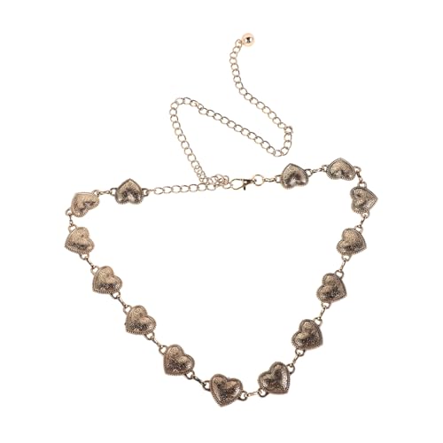 PACKOVE Damen Metall Taillenkette mit Herz Anhänger Zinklegierung Gürtel für Süßes Feminines Design Verstellbar Modisches Körper Schmuckaccessoire in Gold von PACKOVE