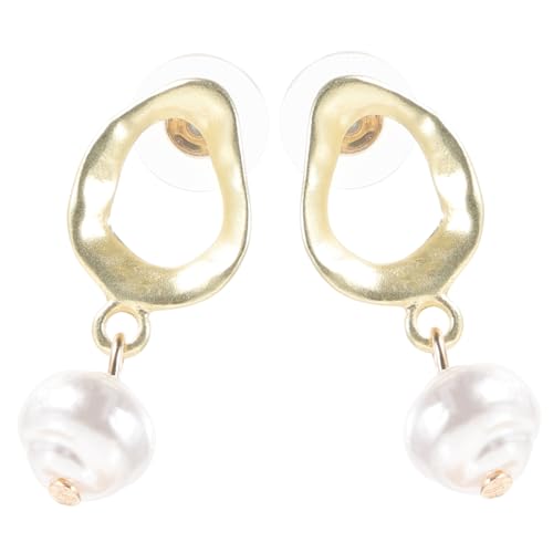 PACKOVE Damen Ohrhänger mit Natürlicher Süßwasserperle Vintage Stil Modische Silberne Ohrringe Leichte Europäisch amerikanische Dangler für Festliche Anlässe und Alltag von PACKOVE