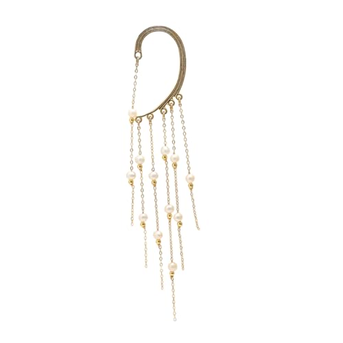 PACKOVE Damen Ohrhänger mit Perlen und Kreativen Tasseln kein Ohrloch Erforderlich Leichtes Modisches Ohrschmuck Accessoire für Party und Alltag Einzelner Ohrring von PACKOVE