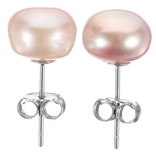 PACKOVE Damen Perlen Ohrstecker Zarte Violette Süßwasserperlen Echtes Silber Hypoallergen Leicht Ohrschmuck für Frauen und Mädchen Elegante Ohrdekoration von PACKOVE