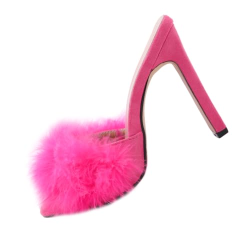 PACKOVE Damen Sandalen mit Absatz Chic Quadratische Zehen Outdoor Slippers Sommerliche Pantoletten Modische High Heels für Partys und Alltag Atmungsaktiv Langlebig Pink von PACKOVE