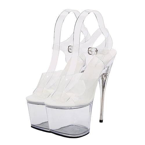 PACKOVE Damen Sandaletten Transparent Hoher Absatz Sommer Schuhe Riemchensandalen Komfortabel Mode Für Frauen von PACKOVE