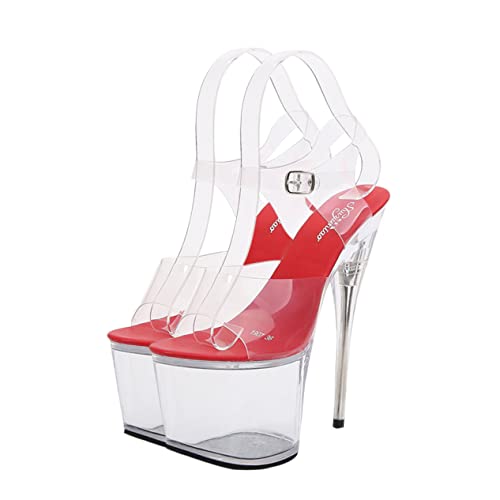 PACKOVE Damen Sandaletten mit Transparentem Plateauabsatz Stabile High Heels Modisch und Schlicht Sommerliche Schuhe für Frauen für Festliche Anlässe und Alltag von PACKOVE
