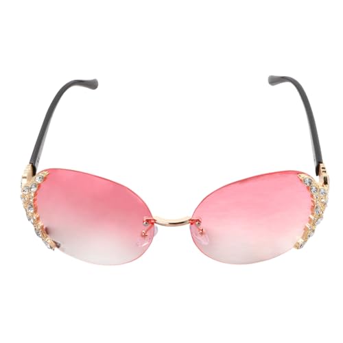 PACKOVE Damen Sonnenbrille mit Modischem Kristallbesatz Randlose Partybrille in Gold Rosa Kreative Beach Eyewear Leicht Langlebig Accessoire für Outdoor Events und Festdekoration PACKOVE Damen Sonnenbrille mit Modischem Kristallbesatz Randlose Partybrille in Gold Rosa Kreative Beach Eyewear Leicht Langlebig Accessoire für Outdoor Events und Festdekoration von PACKOVE