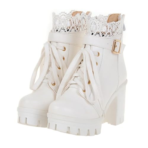 PACKOVE Damen Stiefeletten Kurz Elegant Komfortabel mit Dickem Absatz Herbst Winter Bequeme Halbstiefel für Alltag und Festliche Anlässe von PACKOVE