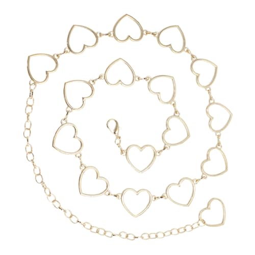 PACKOVE Damen Taillenkette mit Herzform Modische Metall gürtelkette für Kleider und Strandoutfits Verstellbarer Hüftgürtel Goldfarbene Bauchkette als Stilvolle Waist Decoration von PACKOVE