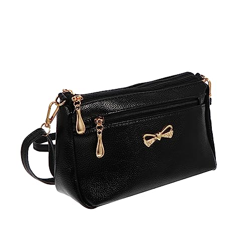 PACKOVE Damen Umhängetasche mit Schleifen Design Stylische Crossbody Schultertasche für Alltag Reisen Shopping Schwarze Messenger Bag für Frauen von PACKOVE